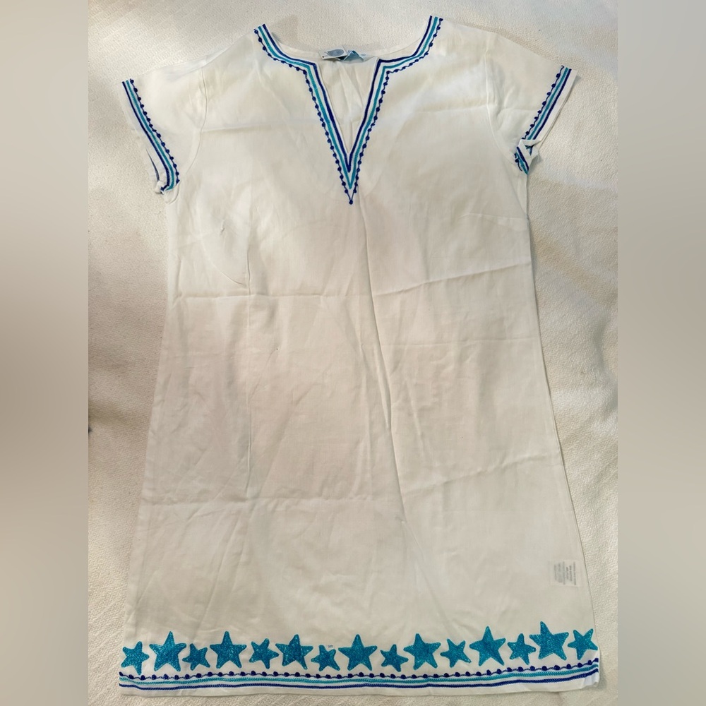 White Cover Up with Blue Embroidery Just Bee New with Tags Size Large